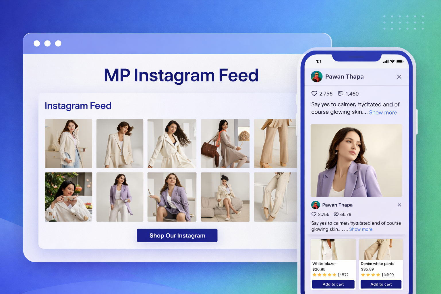 MP Instagram Feed — Beautiful Instagram gallery with multiple layout options and shoppable posts